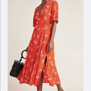 Red wrap midi dress - Faithful the Brand x Anthropologie